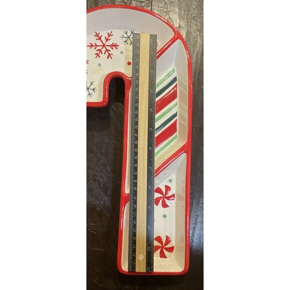 Ganz Bella Casa Christmas Holiday Candy Cane‎ Stripe Serving Plate Tray Platter - Picture 3 of 4